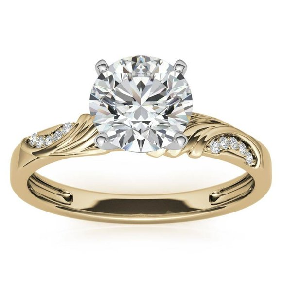 3.0Carat -9.0mm Round Moissanite Floral Accent Engagement Ring - Picture 7 of 16